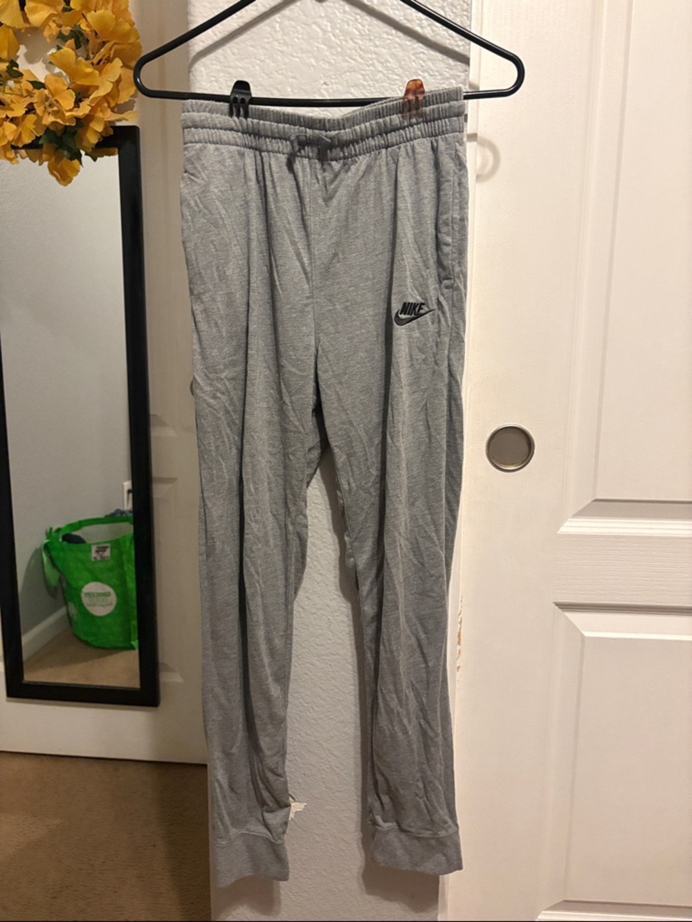 Nike Light Gray Jogger Sweatpants with Black Swoosh